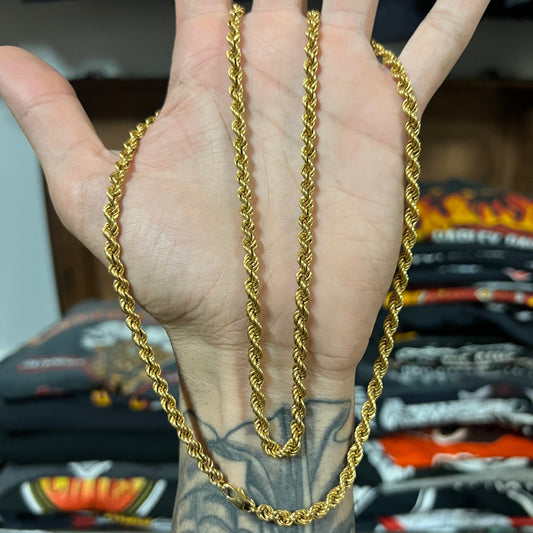 Vintage 14k Deep Yellow Italian Gold Extra Long Rope Chain (28”)
