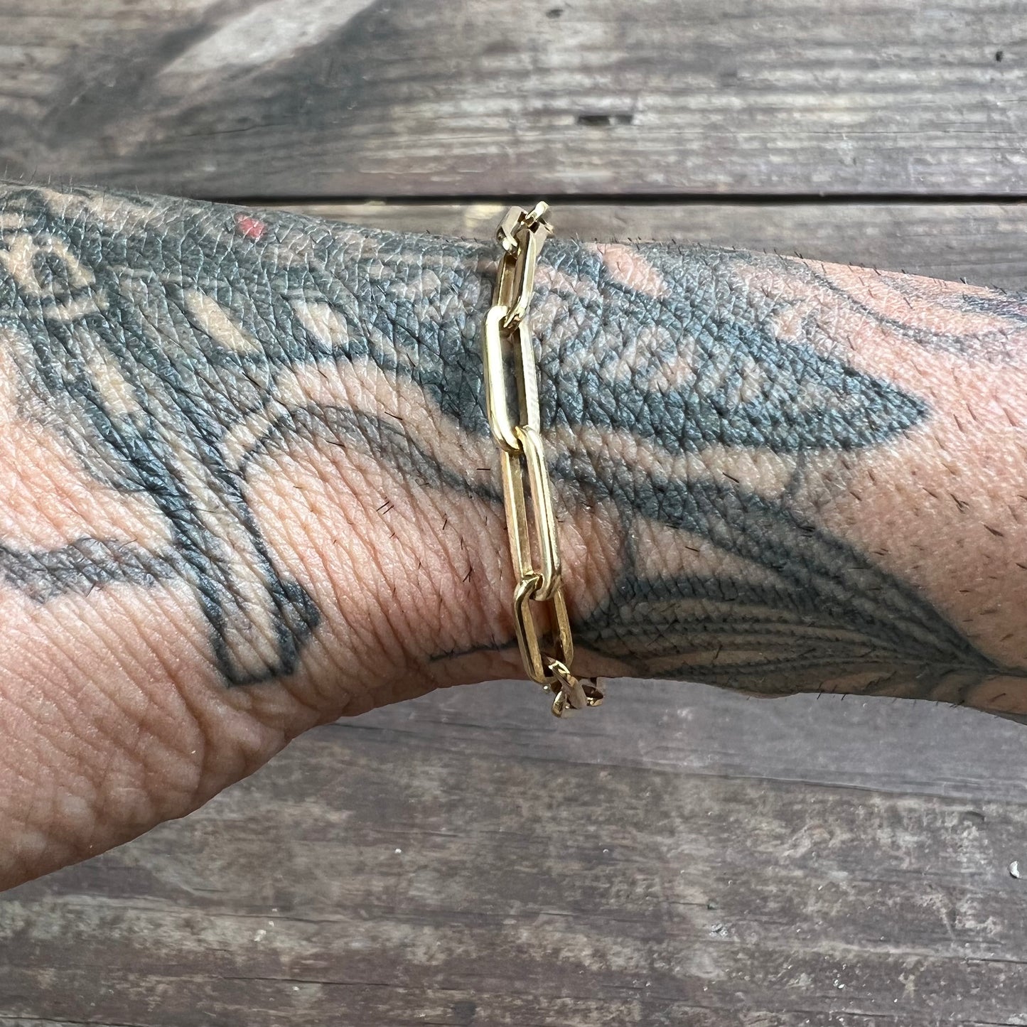 Mid-Century Solid 18k Italian Paperclip Link Bracelet