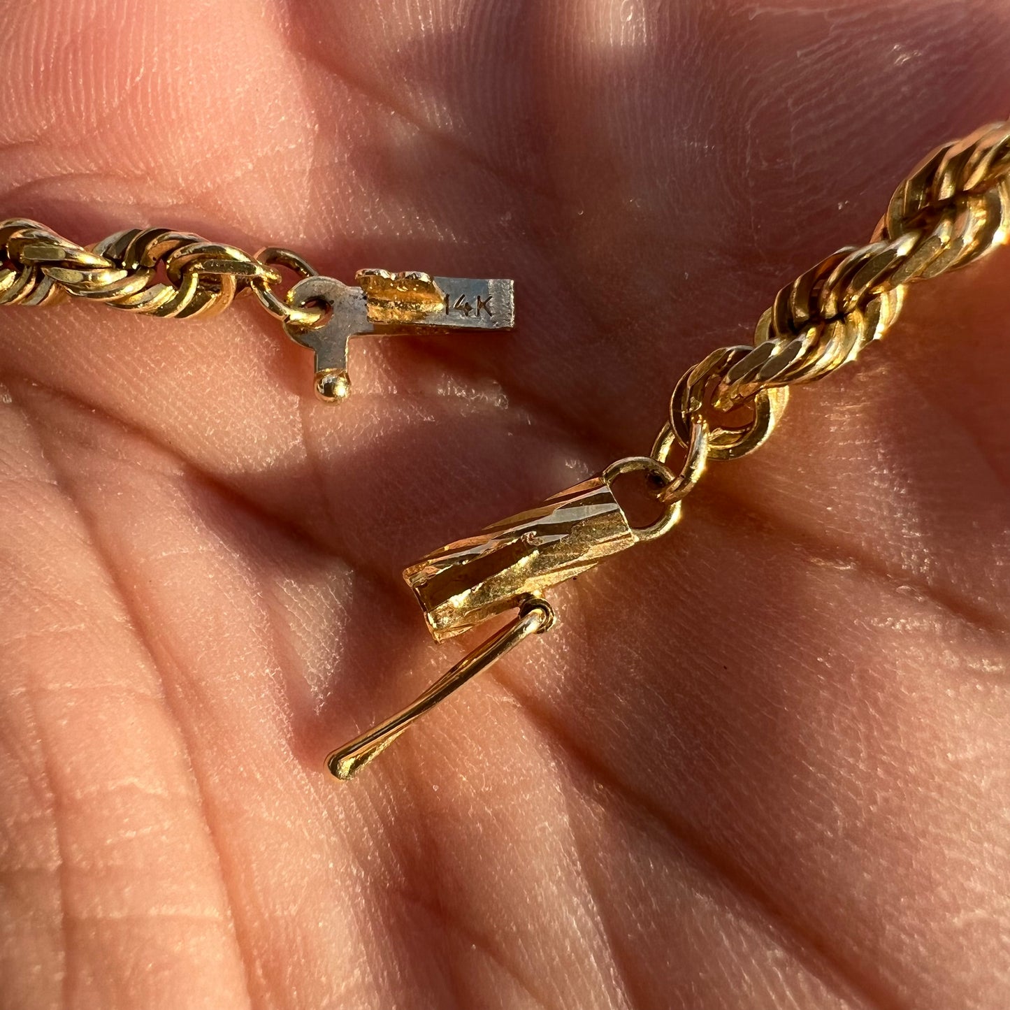 Vintage Solid 14k Diamondcut Rope Chain