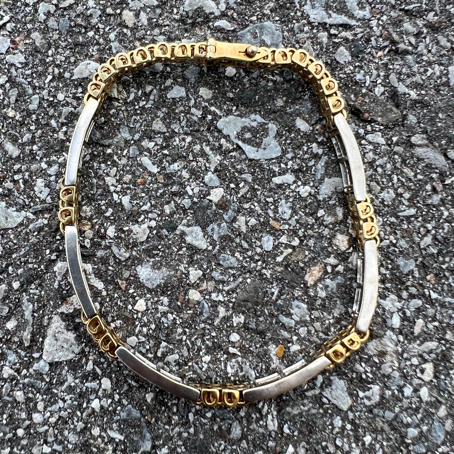 Vintage 14k Two-Tone 2.1CTW Princess Cut Diamond Bracelet (7.25”)