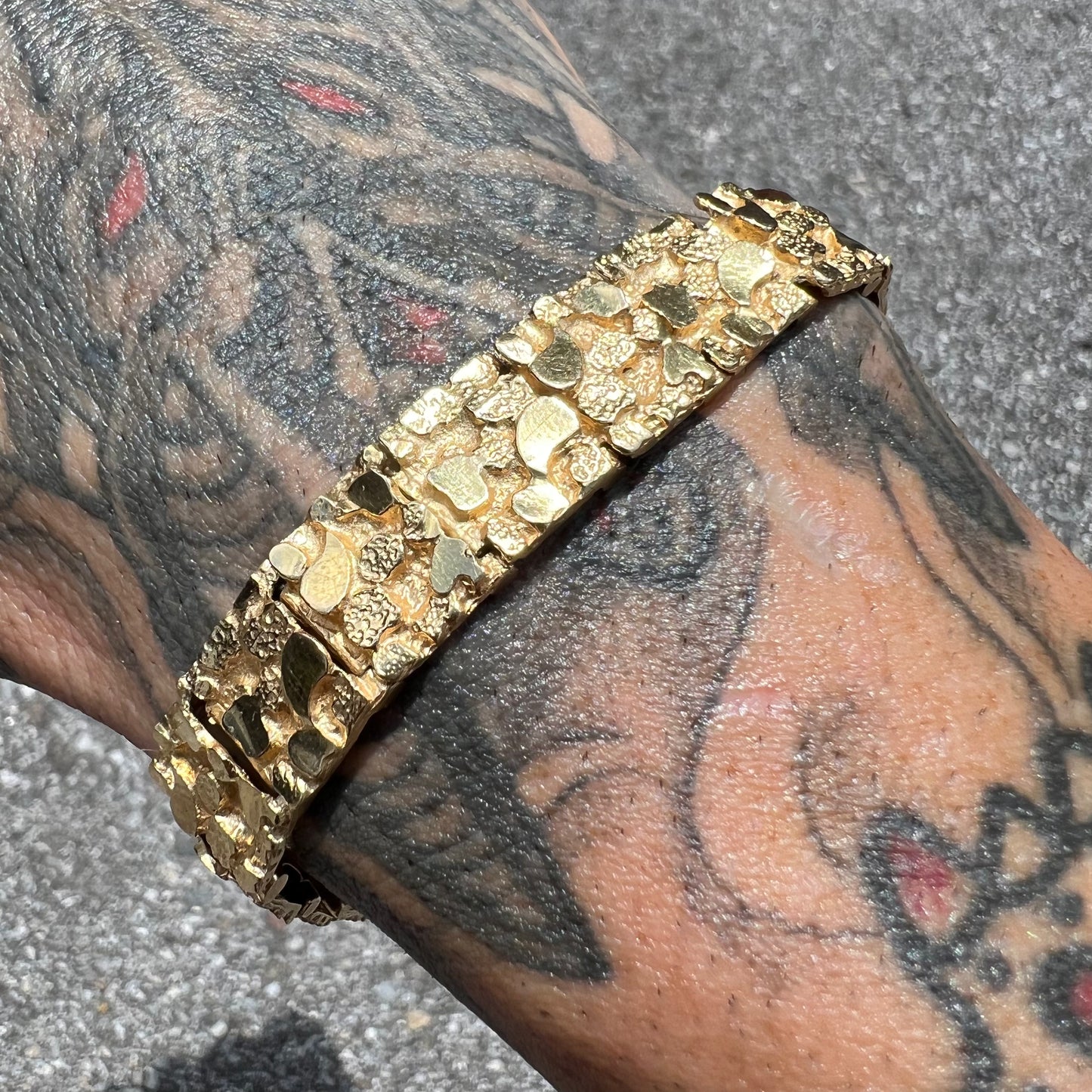 Vintage Solid 14k Nugget Bracelet By Oppenheimer Co.(8”)