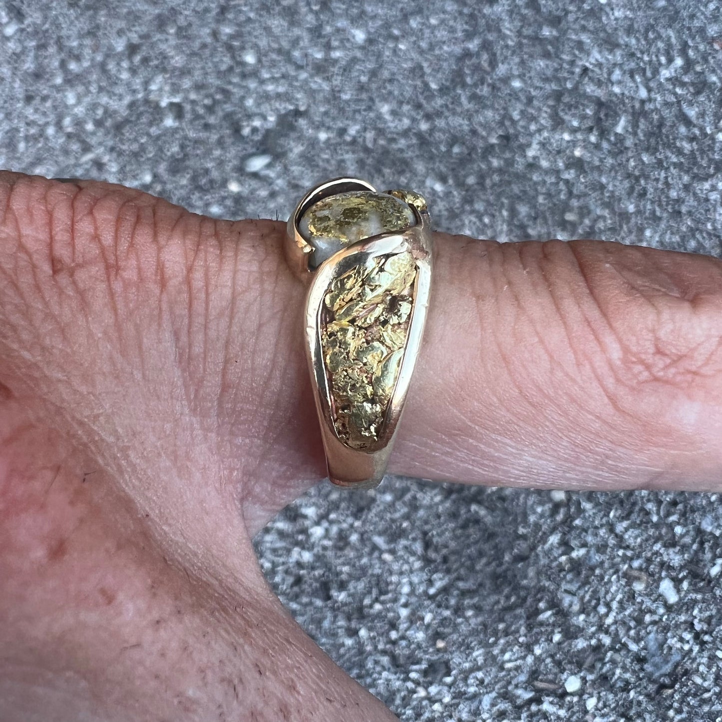 14k Orocal “RM486Q” Raw Gold Bearing Quartz And 22k Nugget Ring