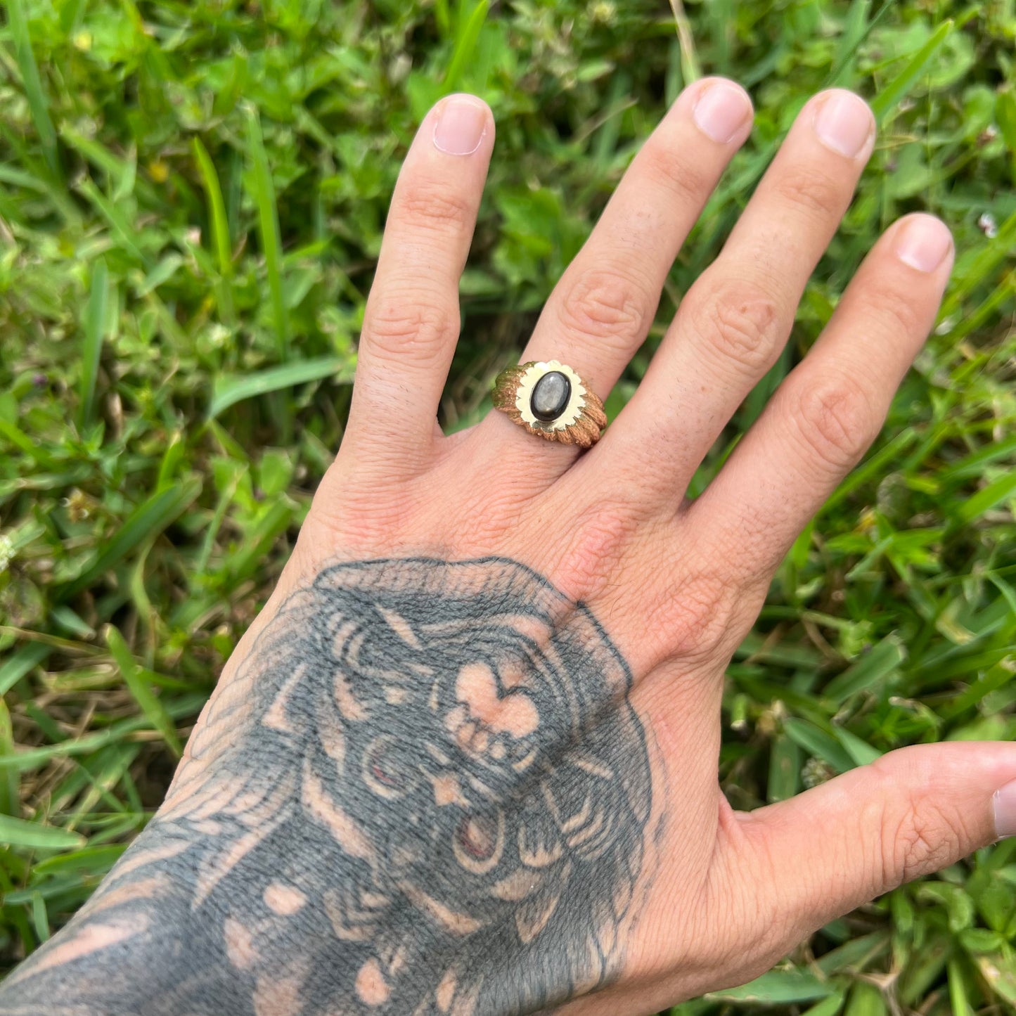 14k Black Star Sapphire Ring