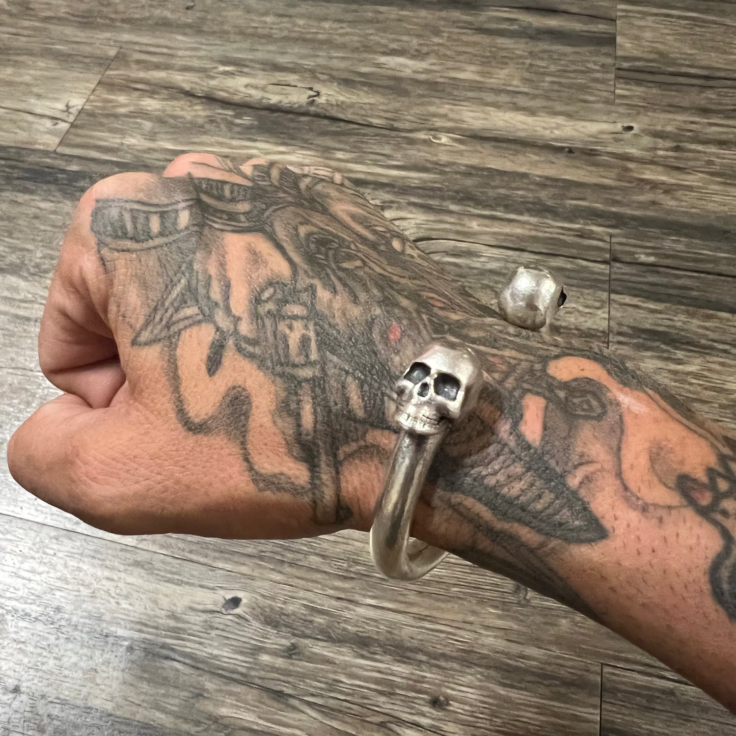 Super Heavyweight Sterling/.925 Skull Cuff Bracelet