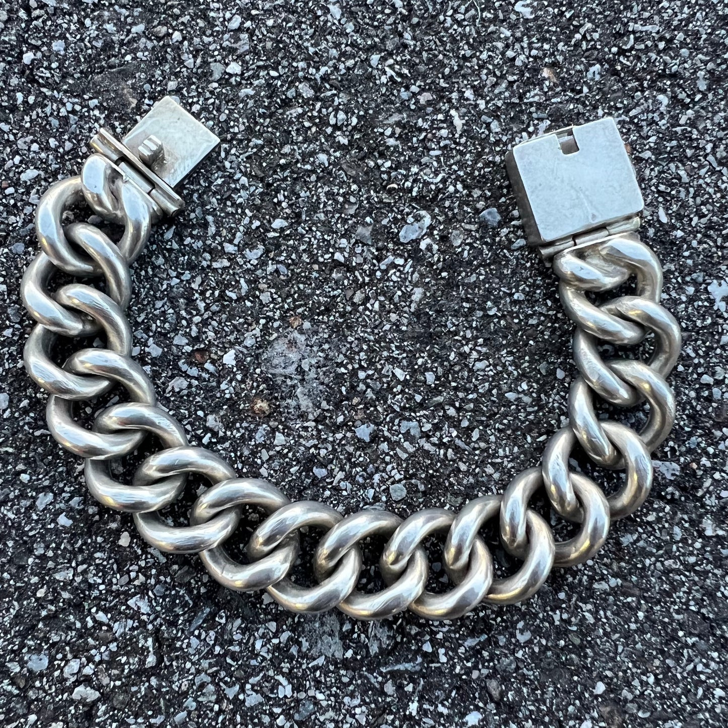Circa 1920’s Solid Sterling/.925 Super Heavyweight Chunky Curb Link Bracelet