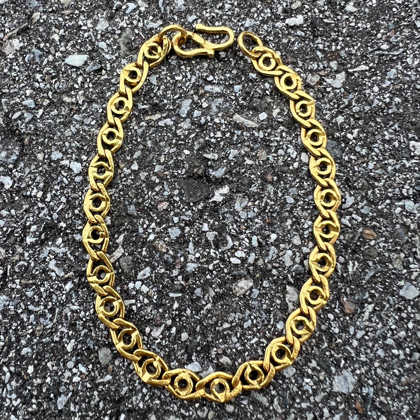 Pure 24k Solid “Evil Eye” Mariner Link Bracelet