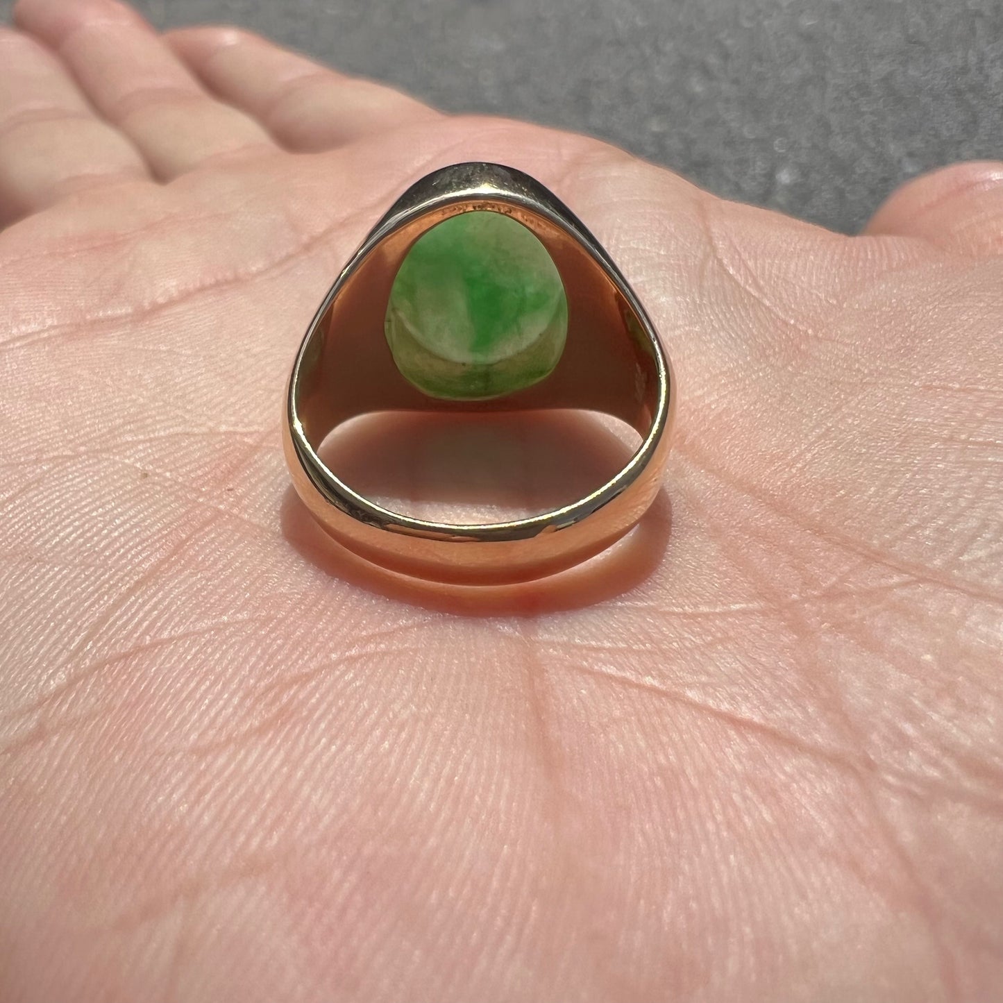 Vintage 14k Jade Comfort Fit Signet Ring (7)