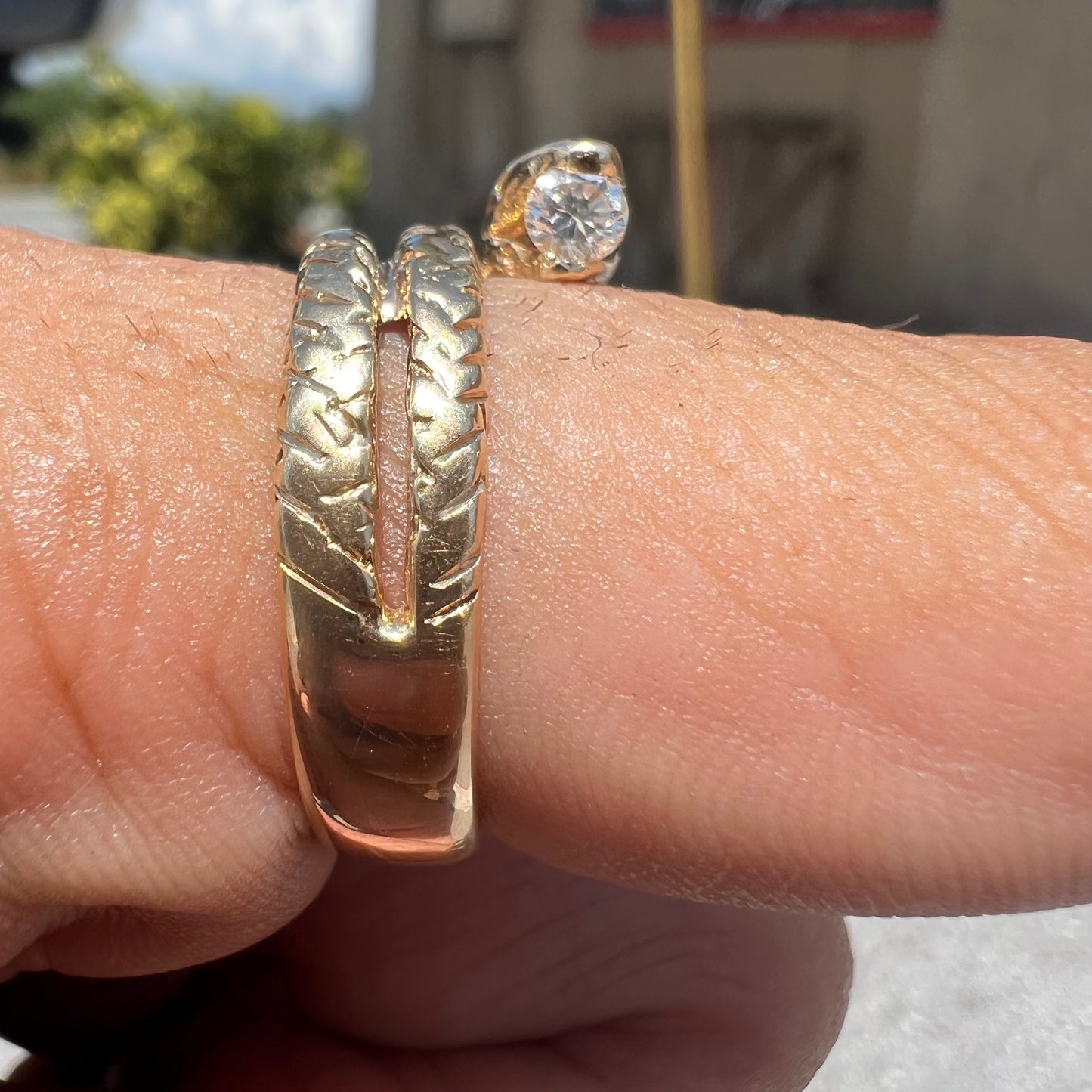 Vintage 14k Wraparound Diamond Snake Ring