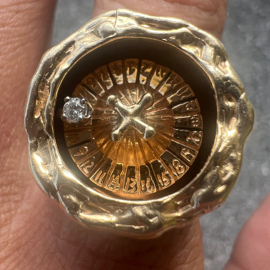 Vintage Custom 14k Spinning Roulette Nugget Ring