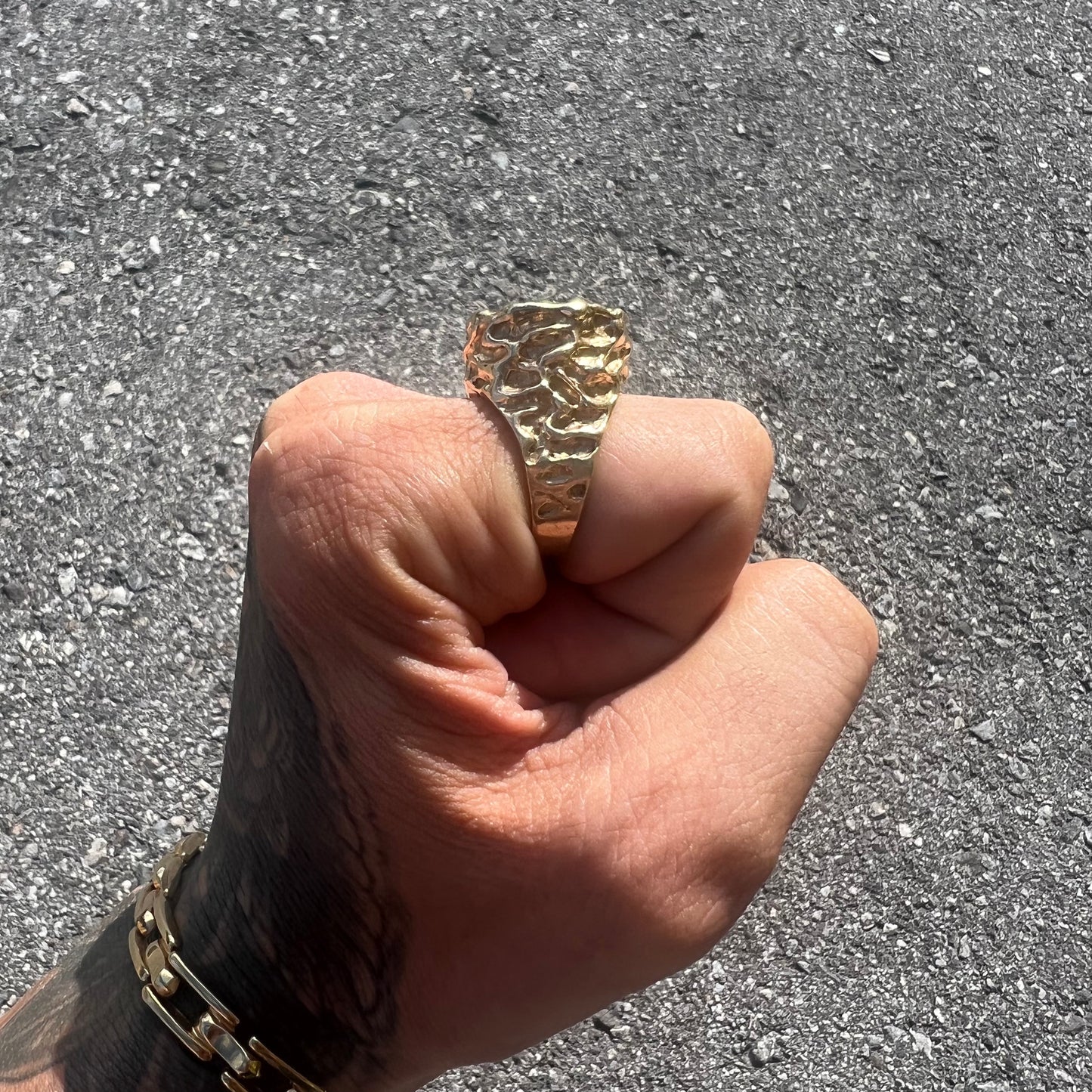 Vintage Custom 14k Spinning Roulette Nugget Ring