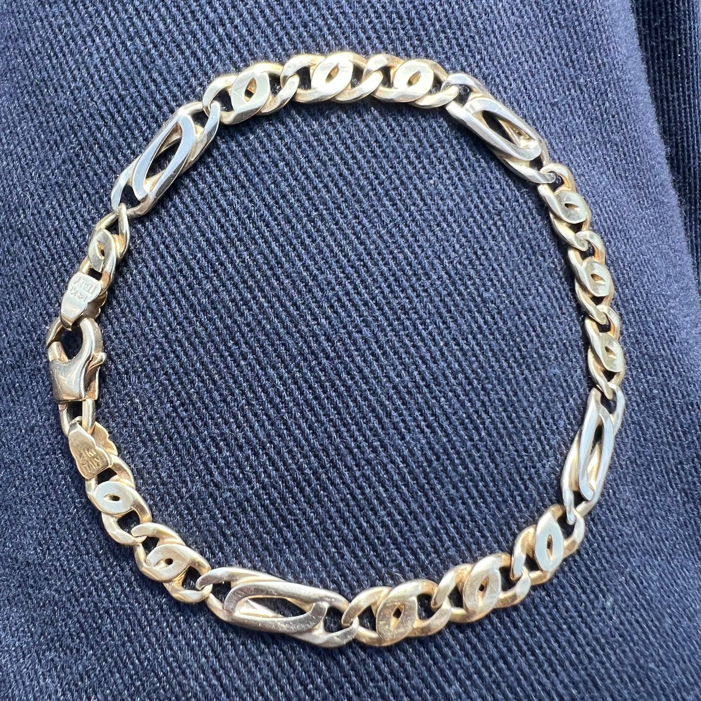 1980’s Solid 14k Italian Tigers Eye Link Bracelet