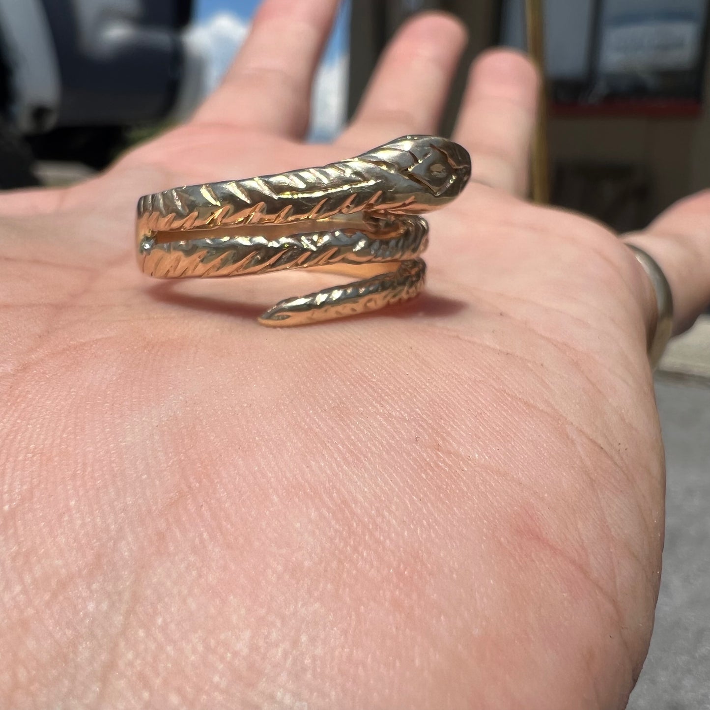 Vintage 14k Wraparound Diamond Snake Ring
