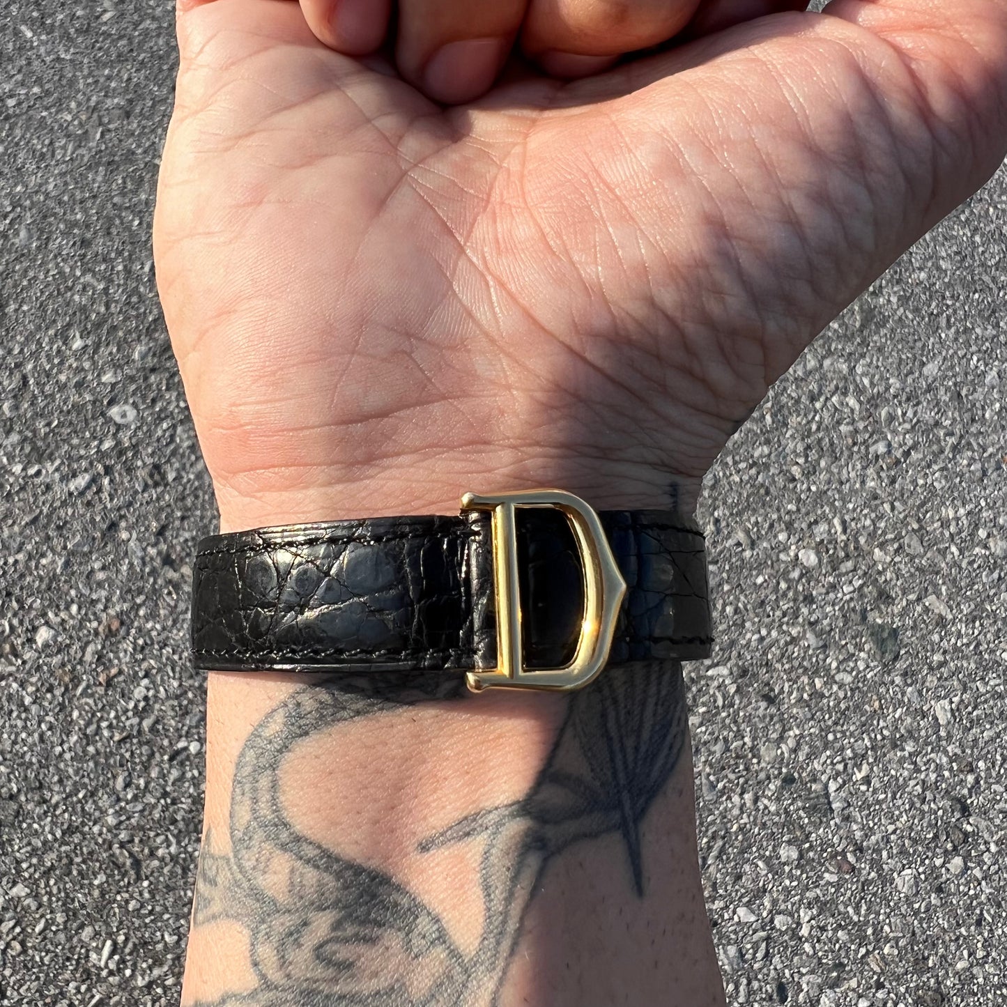 1990’s Cartier Tank Vermeil Watch With Alligator Deployment Strap