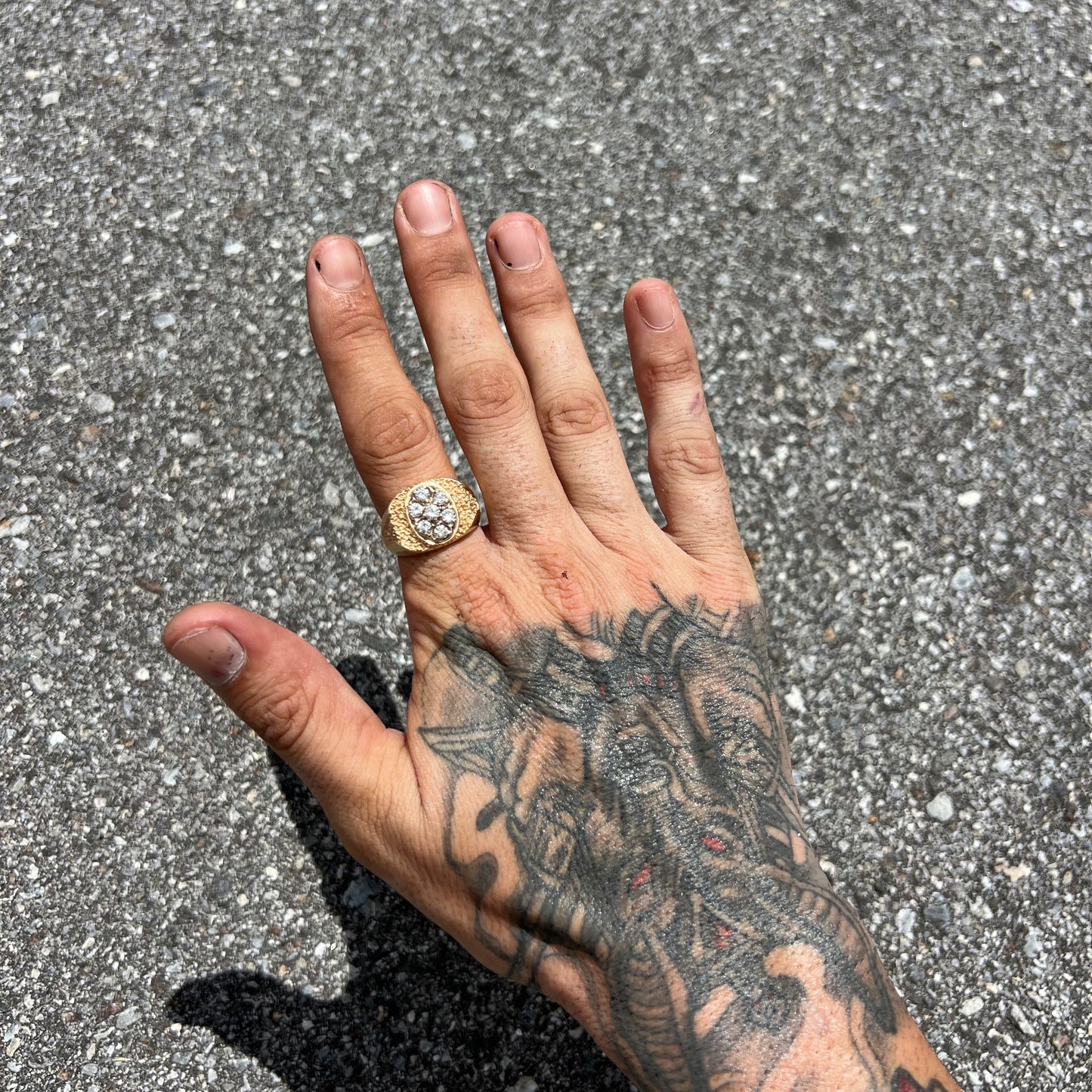 Vintage 14k Brutalist Natural Diamond Kentucky Cluster Ring (10.5)