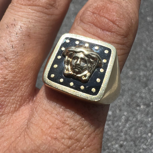 Vintage 10k Versace Medusa Head Ring
