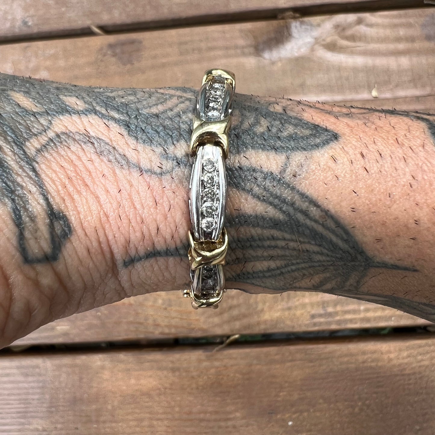 Vintage 10k Two-Tone 2.5CTW Diamond Tennis Bracelet (7.5”)