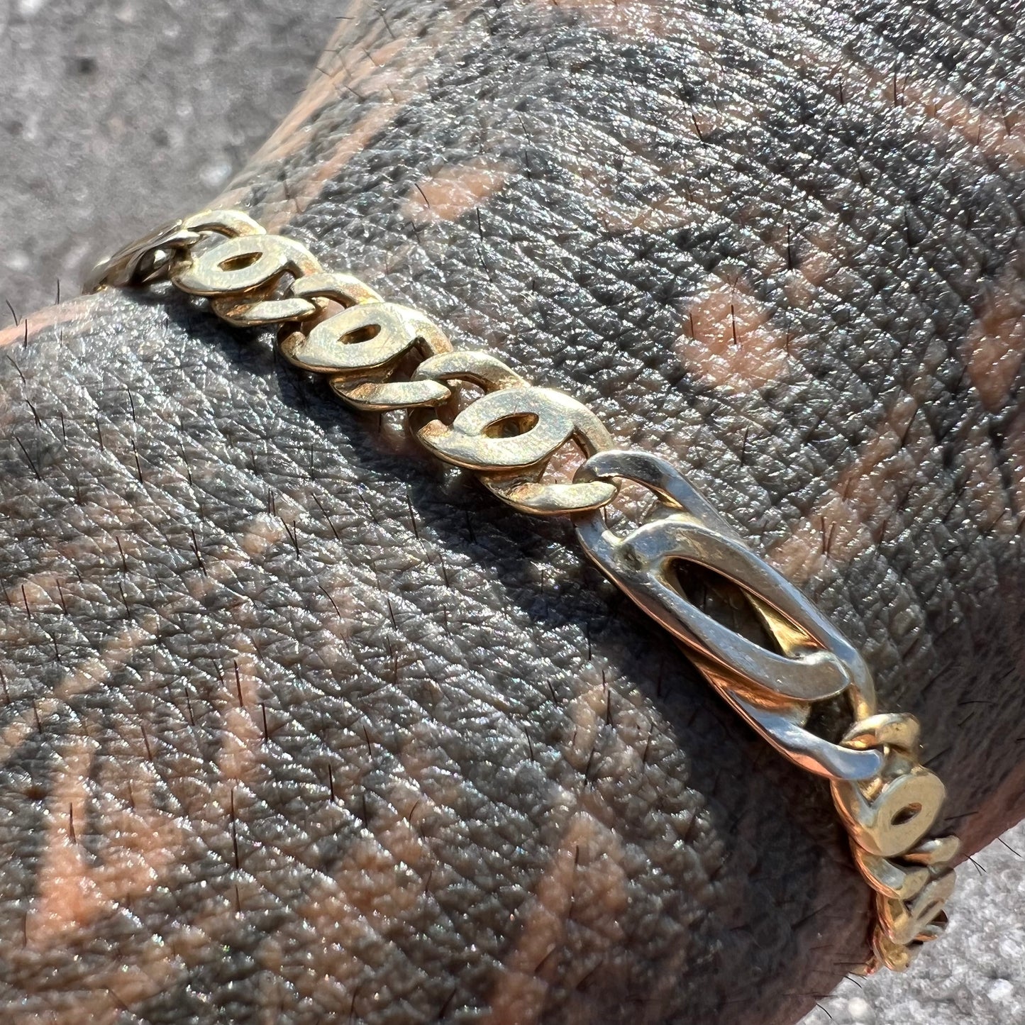 1980’s Solid 14k Italian Tigers Eye Link Bracelet
