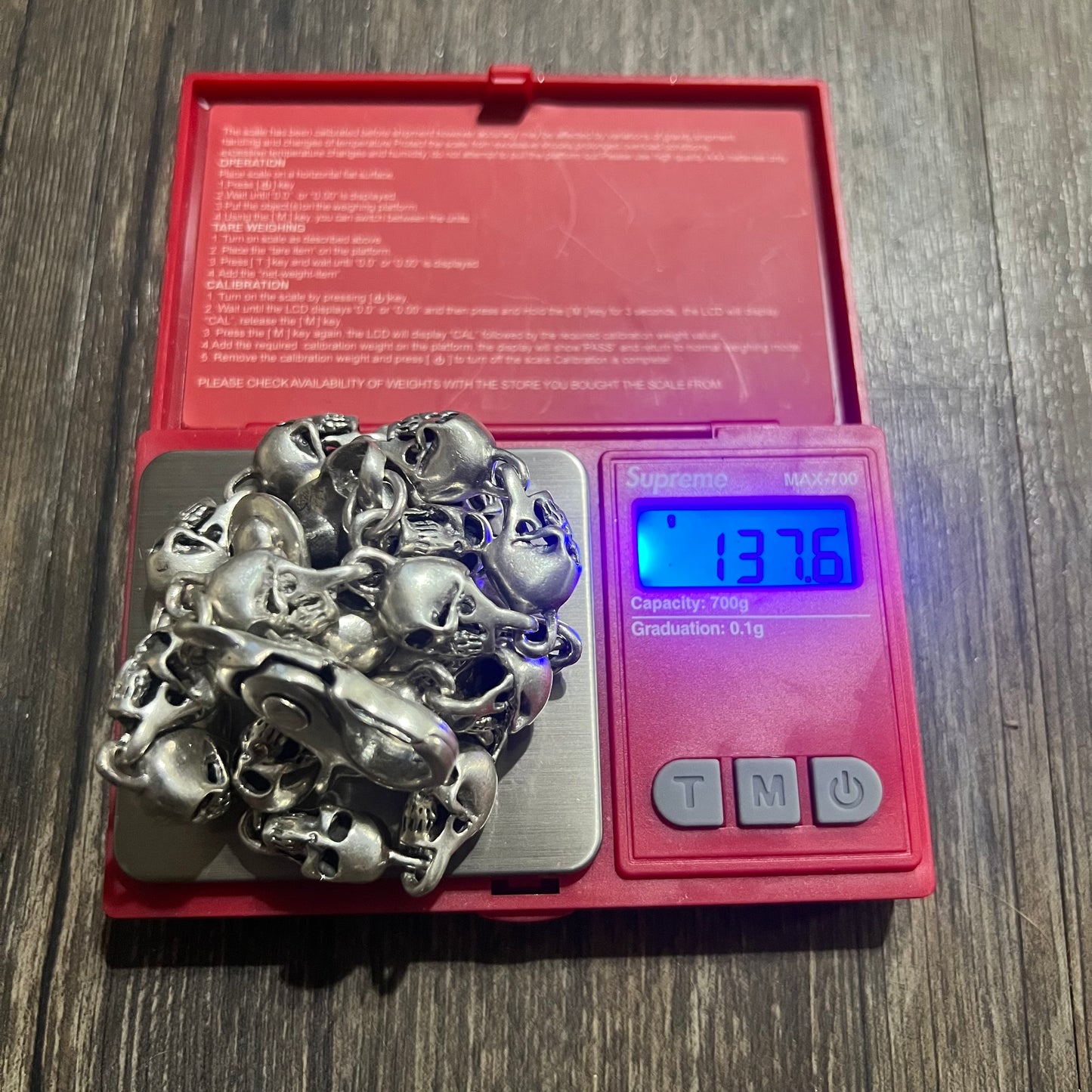 Custom Super Heavyweight Sterling/.925 Skull Necklace