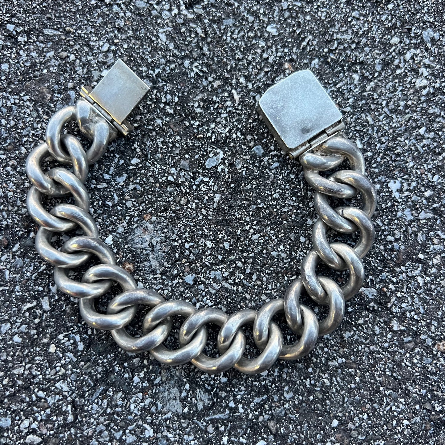 Circa 1920’s Solid Sterling/.925 Super Heavyweight Chunky Curb Link Bracelet