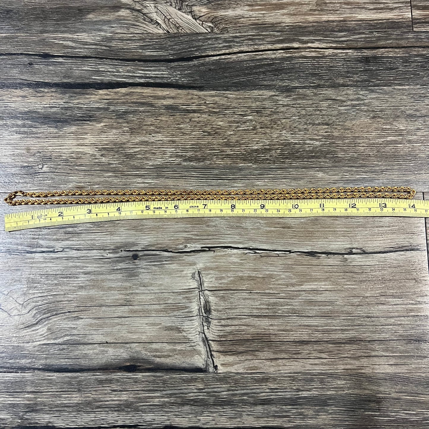 Vintage 14k Deep Yellow Italian Gold Extra Long Rope Chain (28”)