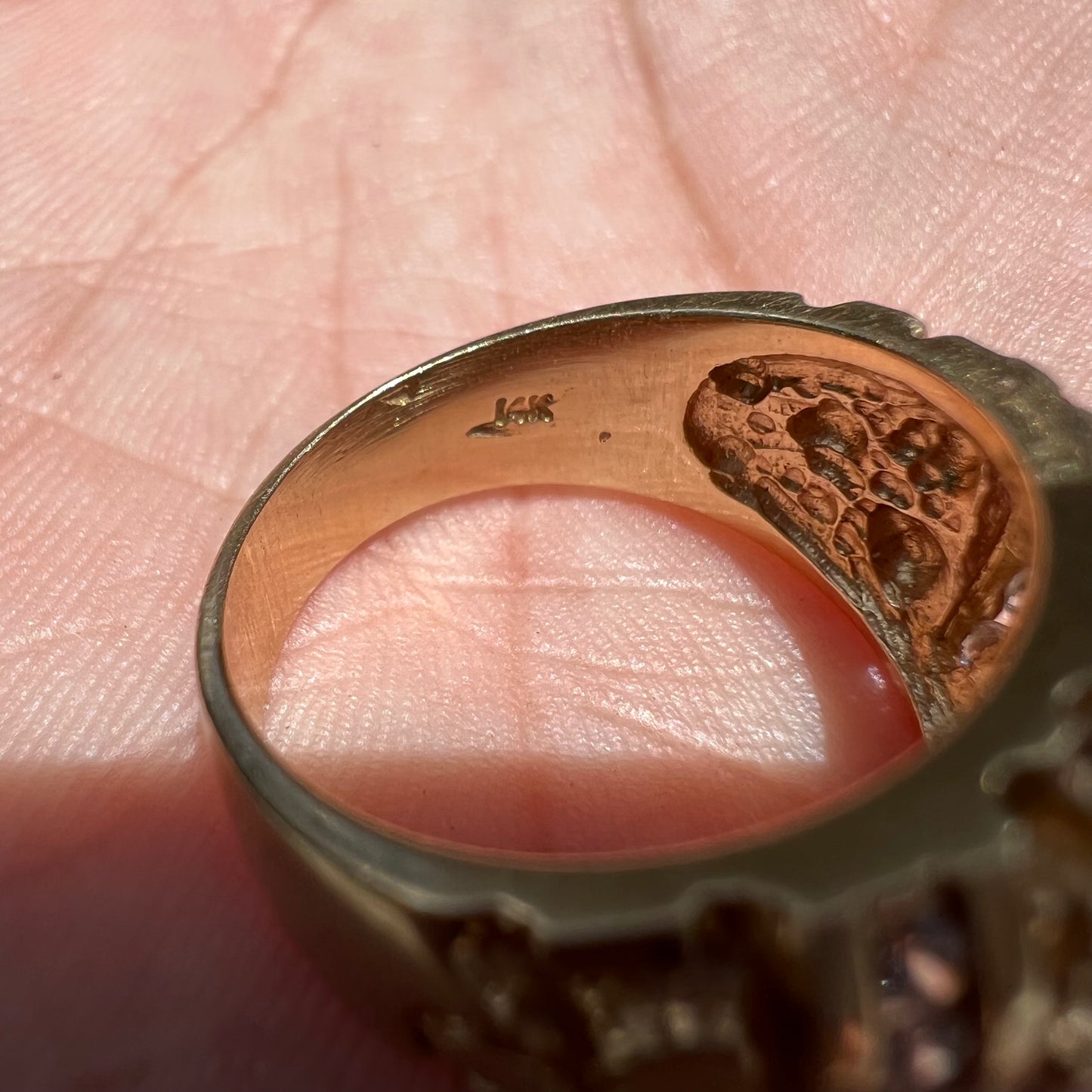 1980’s 14k 3 Row Channel Set Diamond (.50CTW) Nugget Ring (7.25)