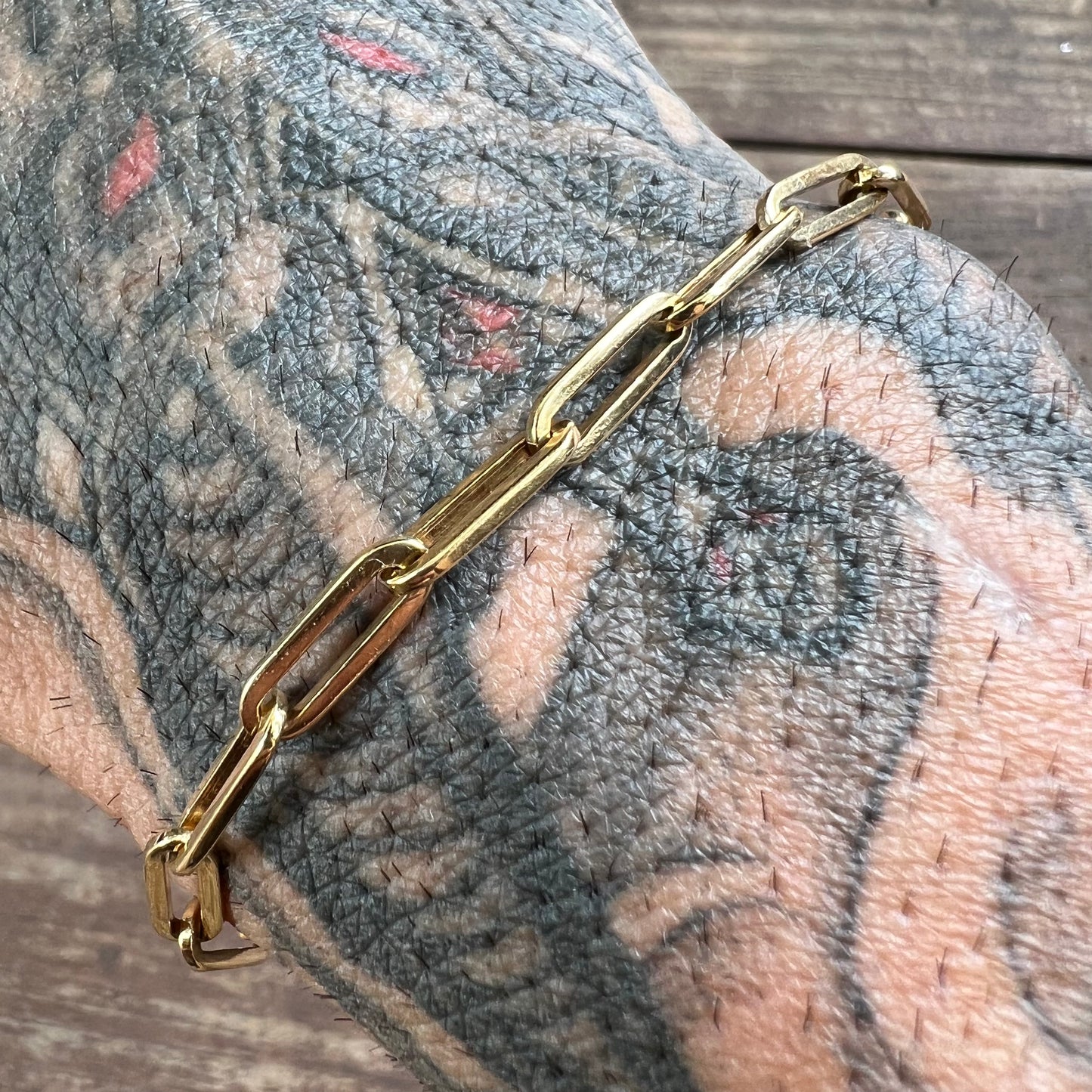 Mid-Century Solid 18k Italian Paperclip Link Bracelet