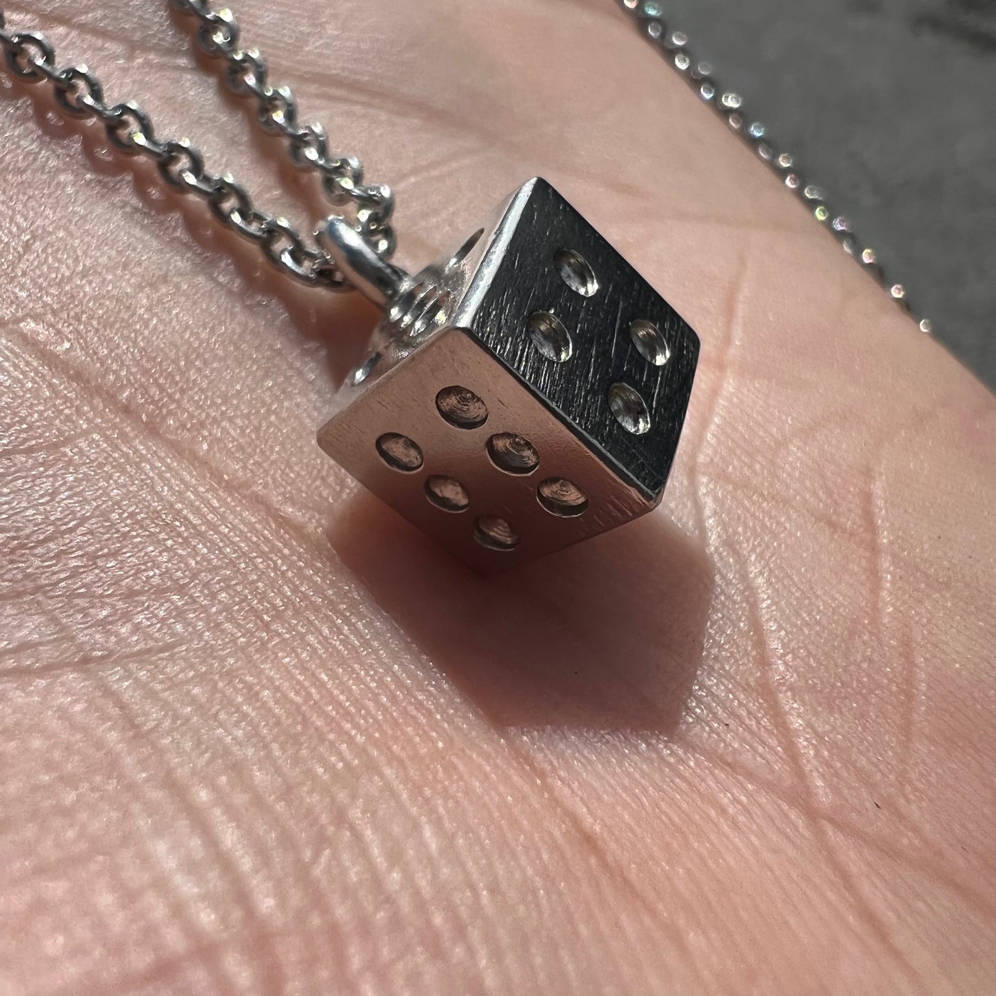 Solid Platinum Dice Pendant And Classic Link Chain By Menē