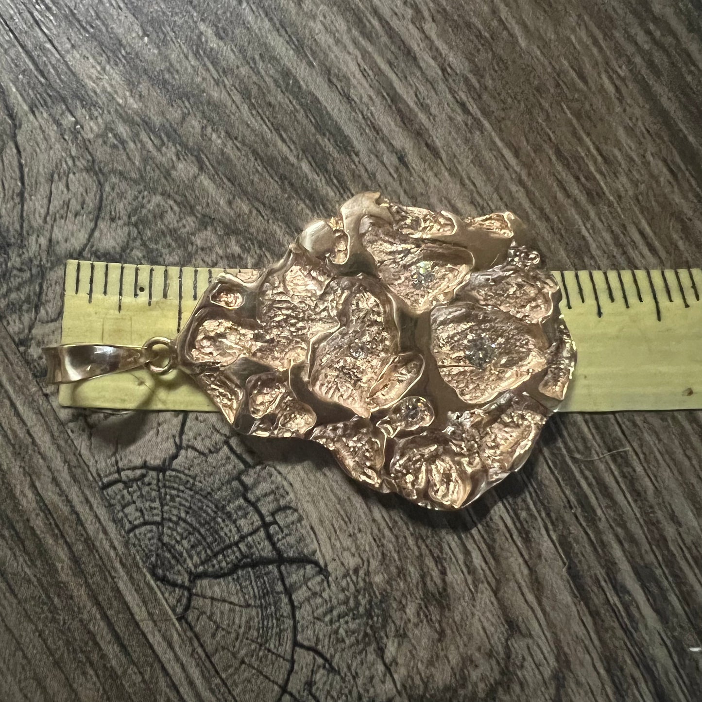 Custom 14k Natural VVS Diamond Encrusted Heavyweight Nugget Pendant