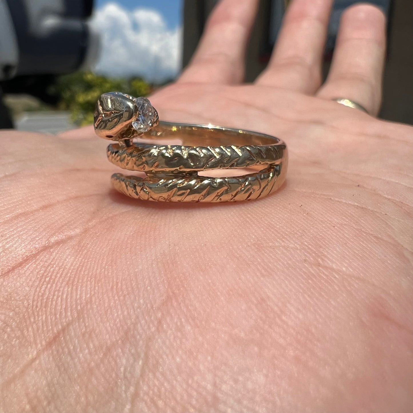Vintage 14k Wraparound Diamond Snake Ring