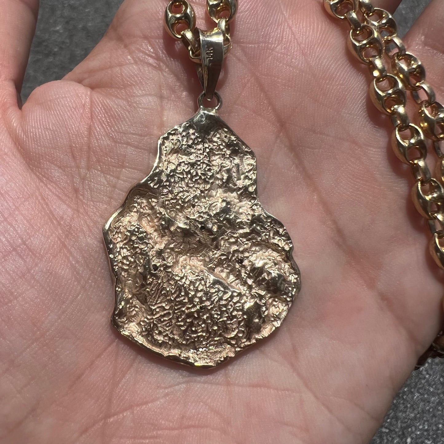 Custom 14k Natural VVS Diamond Encrusted Heavyweight Nugget Pendant