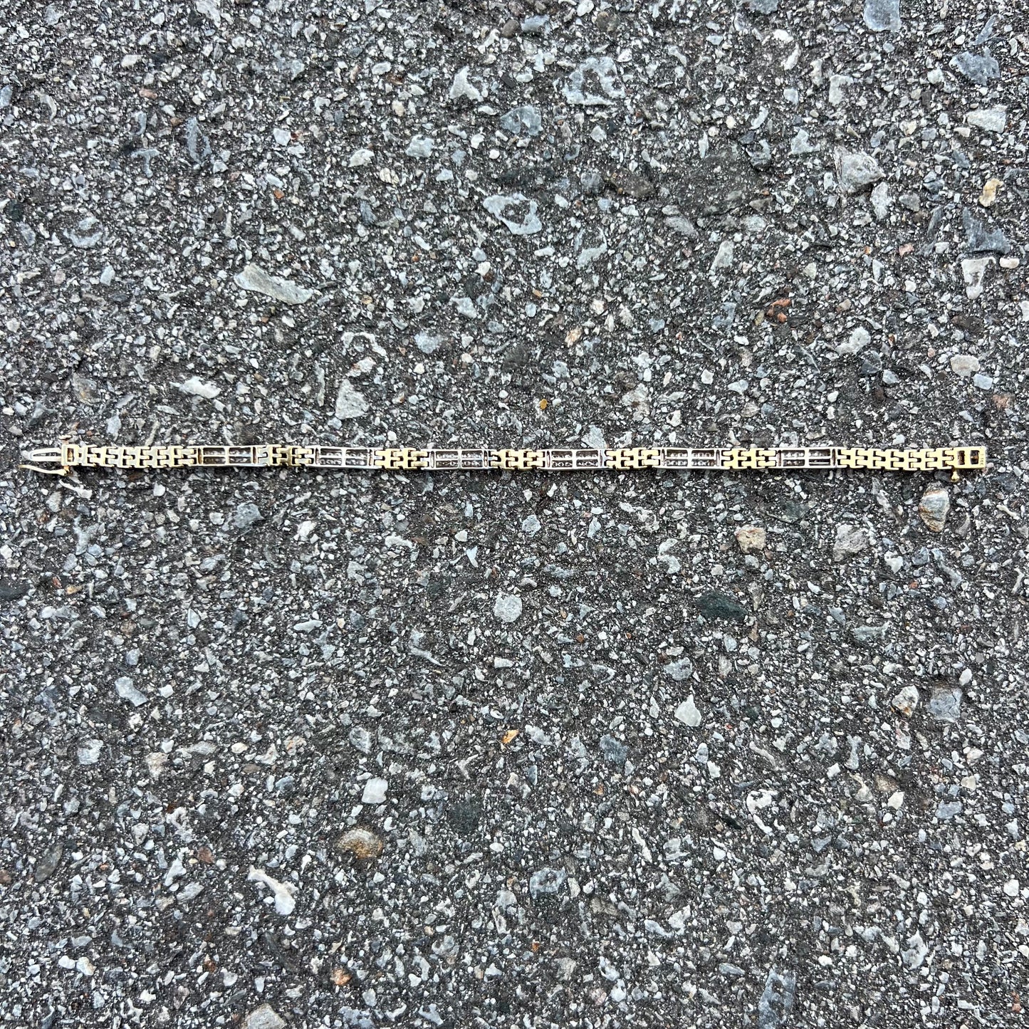 Vintage 14k Two-Tone 2.1CTW Princess Cut Diamond Bracelet (7.25”)
