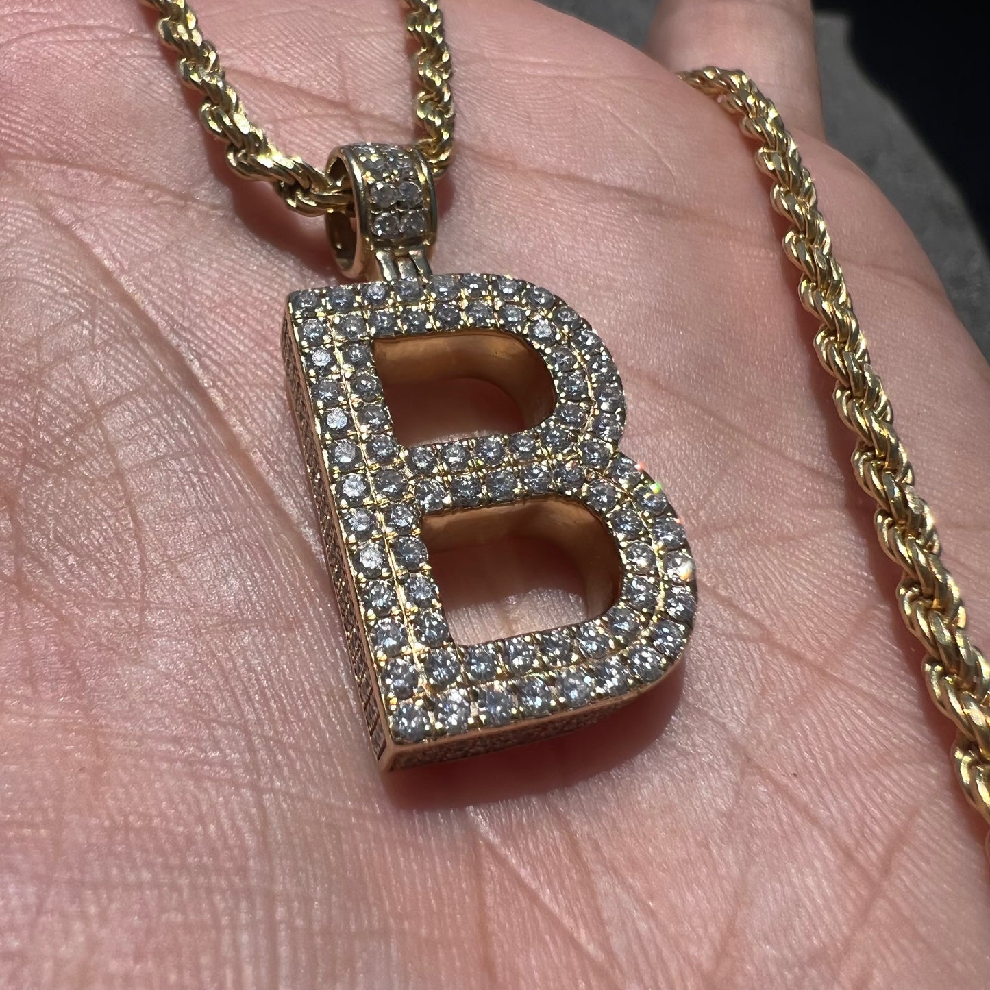 Custom 14k Natural VS Diamond Flooded (4.0CTW) “B” Pendant