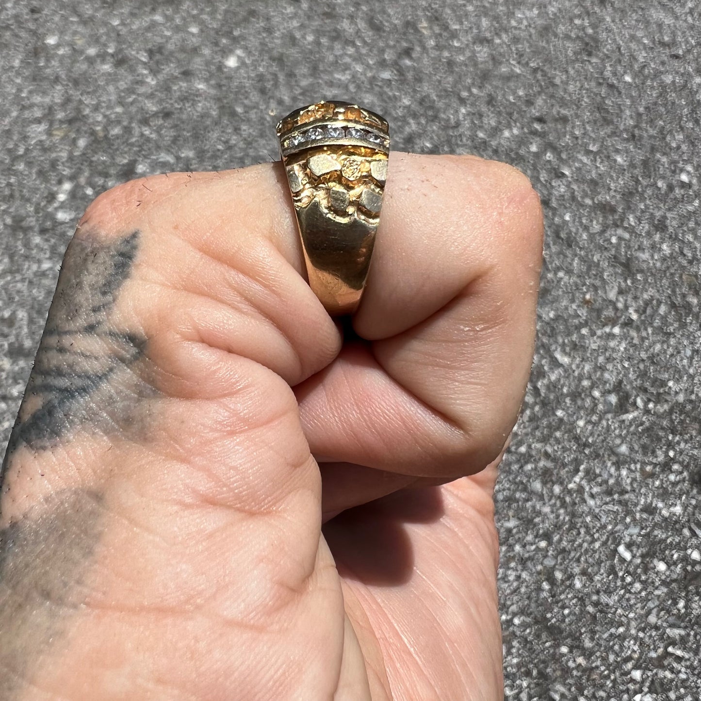 1980’s 14k 3 Row Channel Set Diamond (.50CTW) Nugget Ring (7.25)