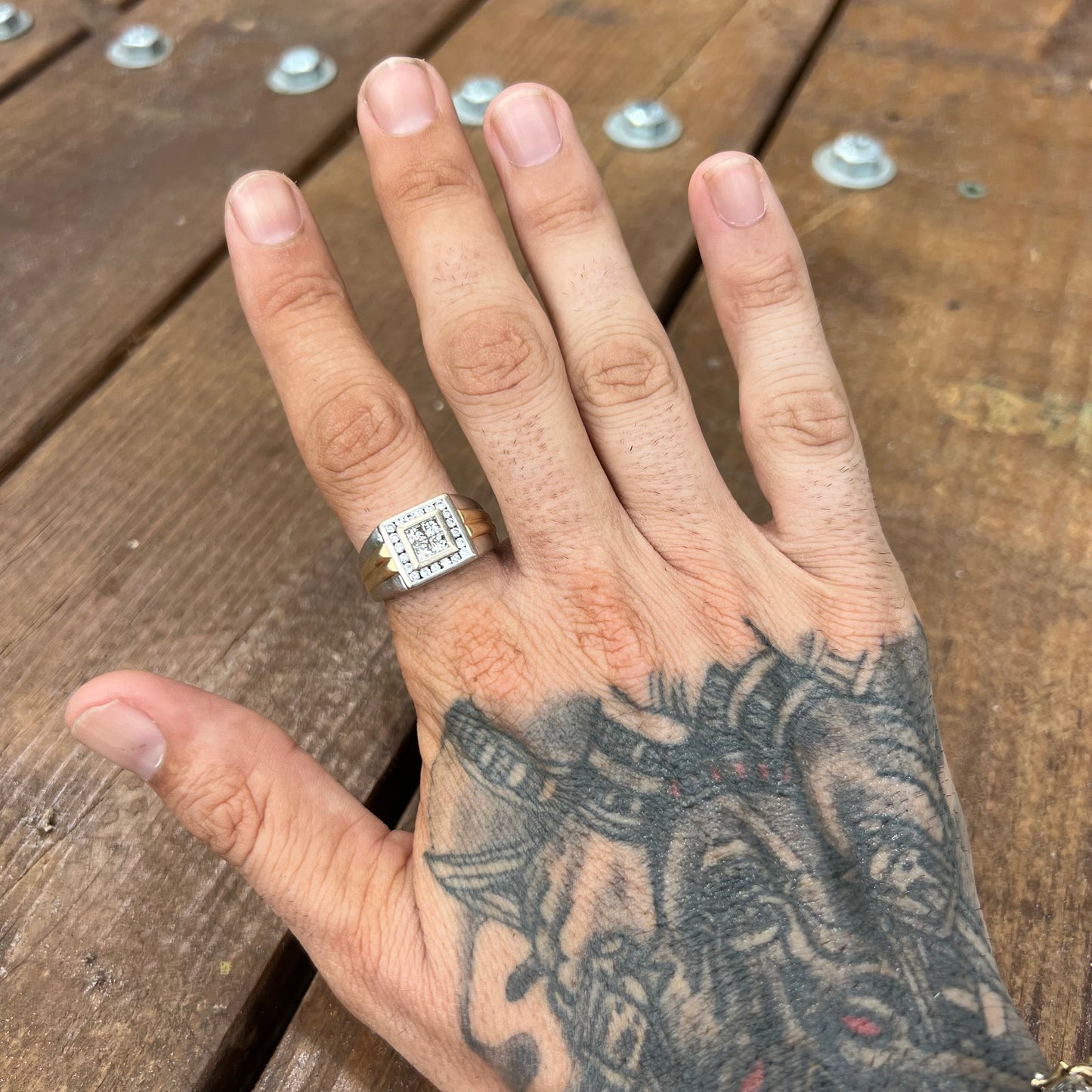 Vintage 14k Two-Tone 1.0CTW Diamond Cluster Ring (10.5)