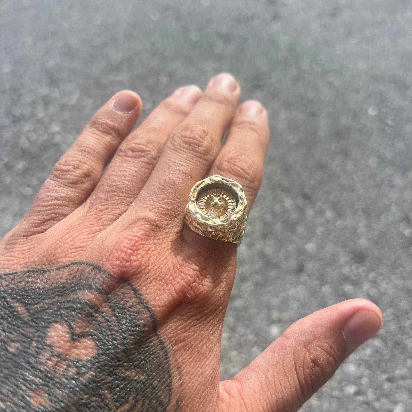 Vintage Custom 14k Spinning Roulette Nugget Ring