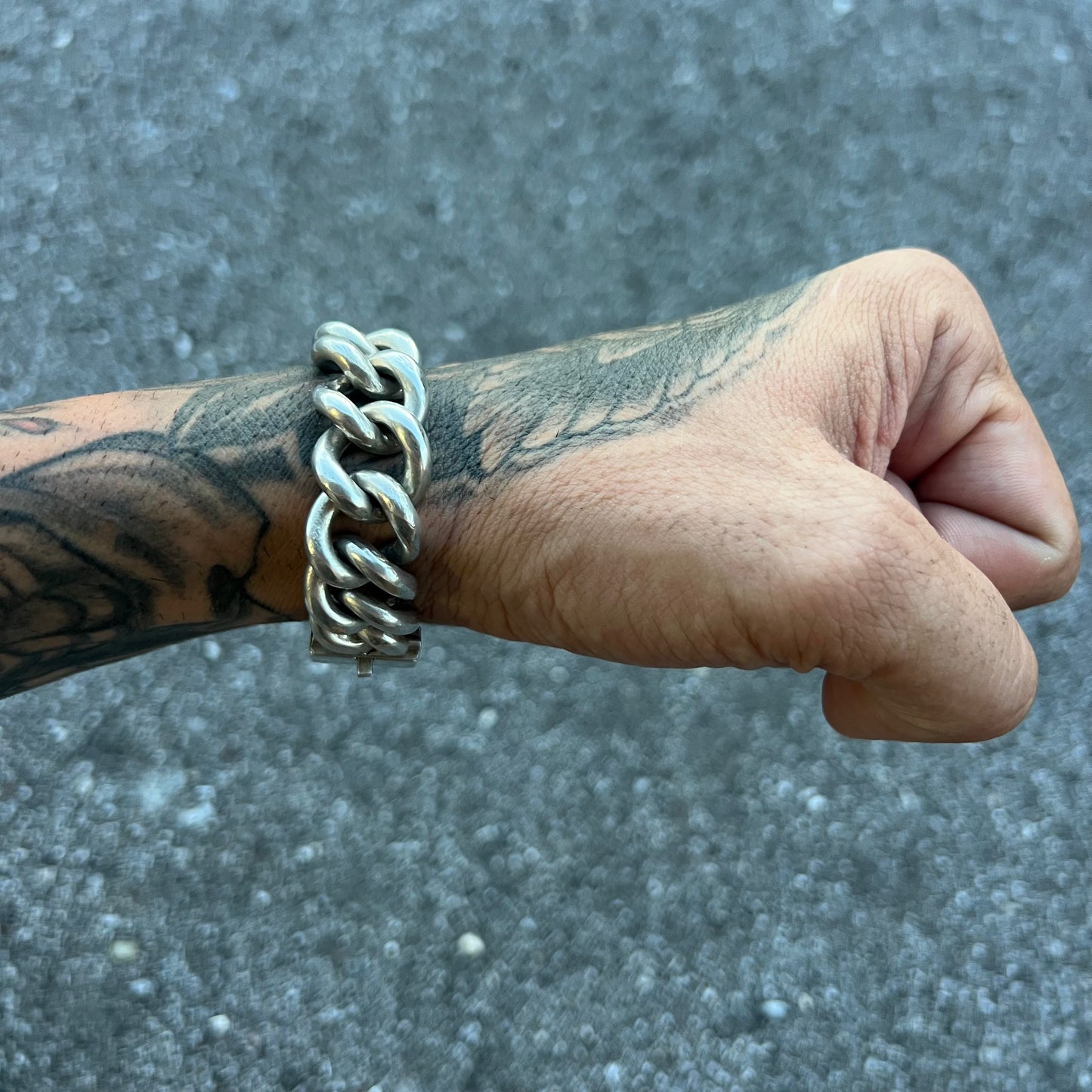 Circa 1920’s Solid Sterling/.925 Super Heavyweight Chunky Curb Link Bracelet