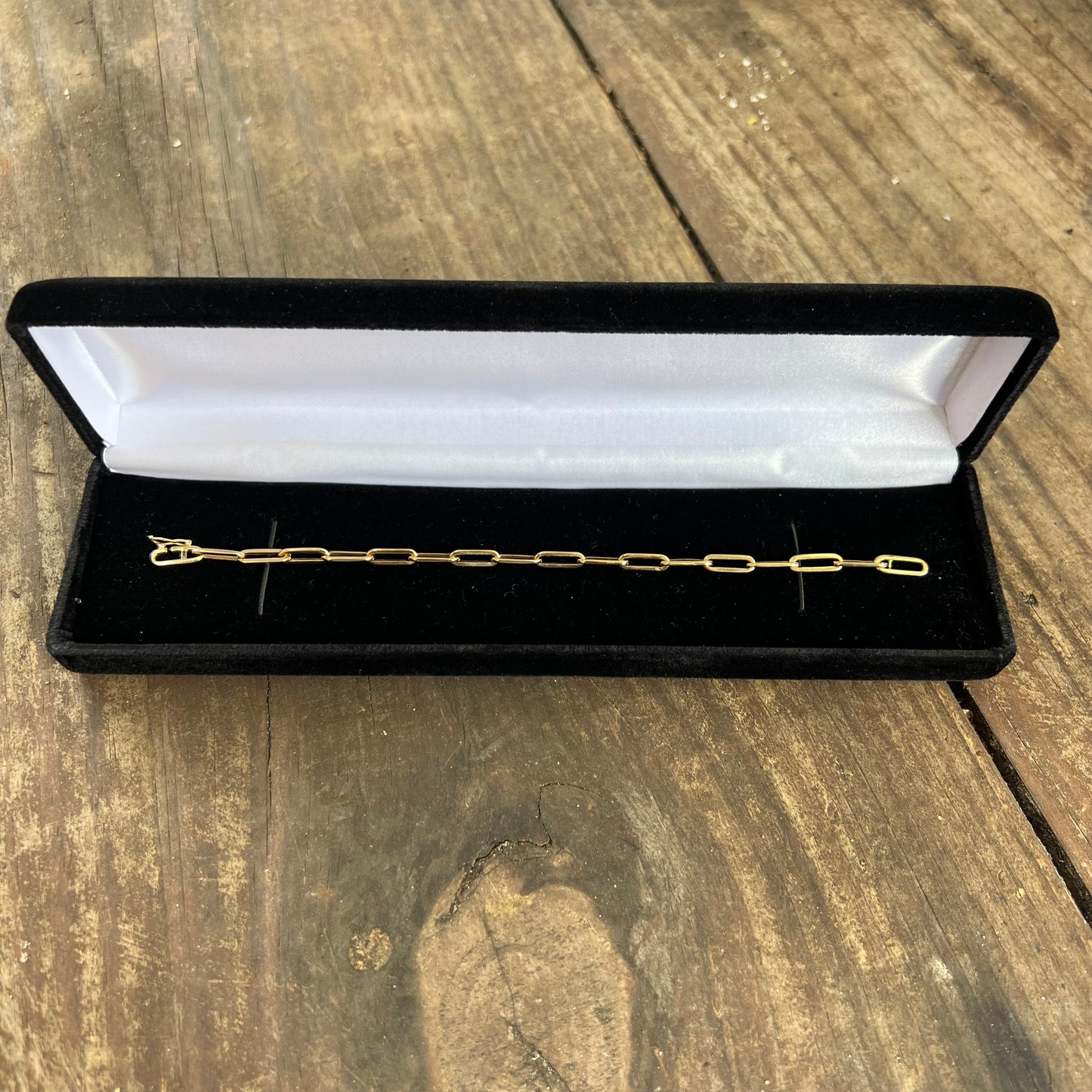 Mid-Century Solid 18k Italian Paperclip Link Bracelet
