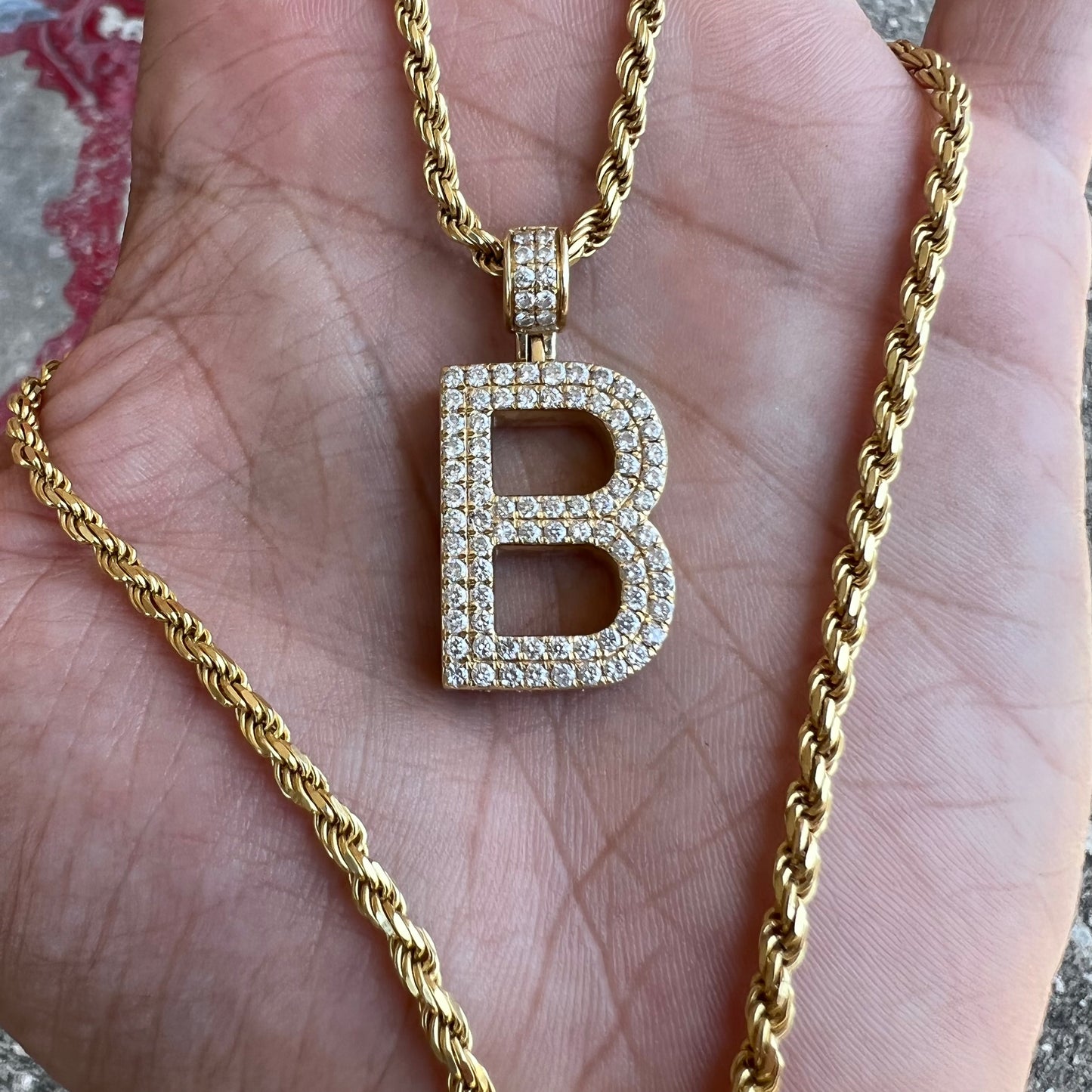 Custom 14k Natural VS Diamond Flooded (4.0CTW) “B” Pendant