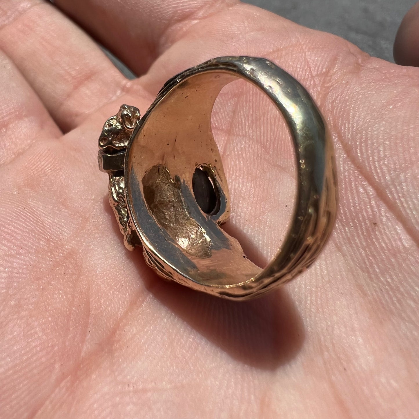 Vintage Custom 14k Stalking Panther Black Star Sapphire/Natural Diamond Ring