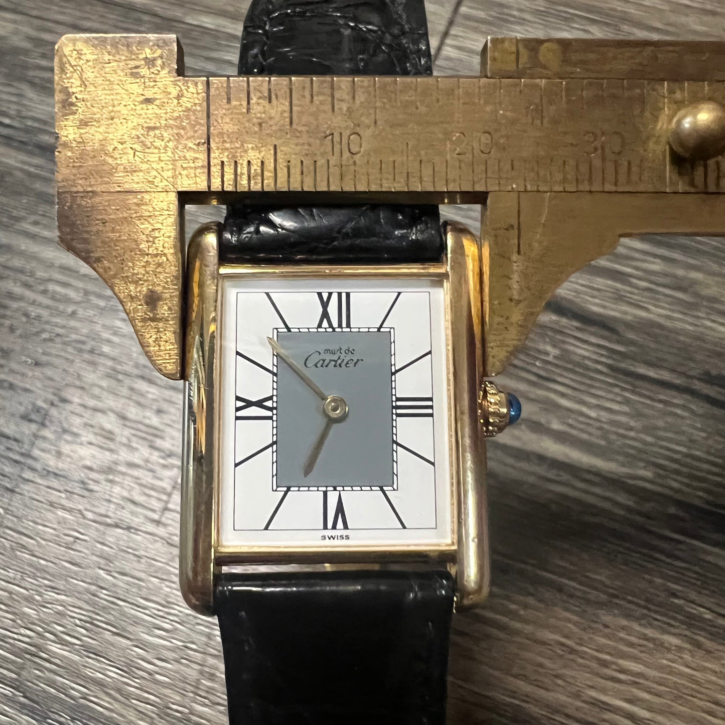 1990’s Cartier Tank Vermeil Watch With Alligator Deployment Strap