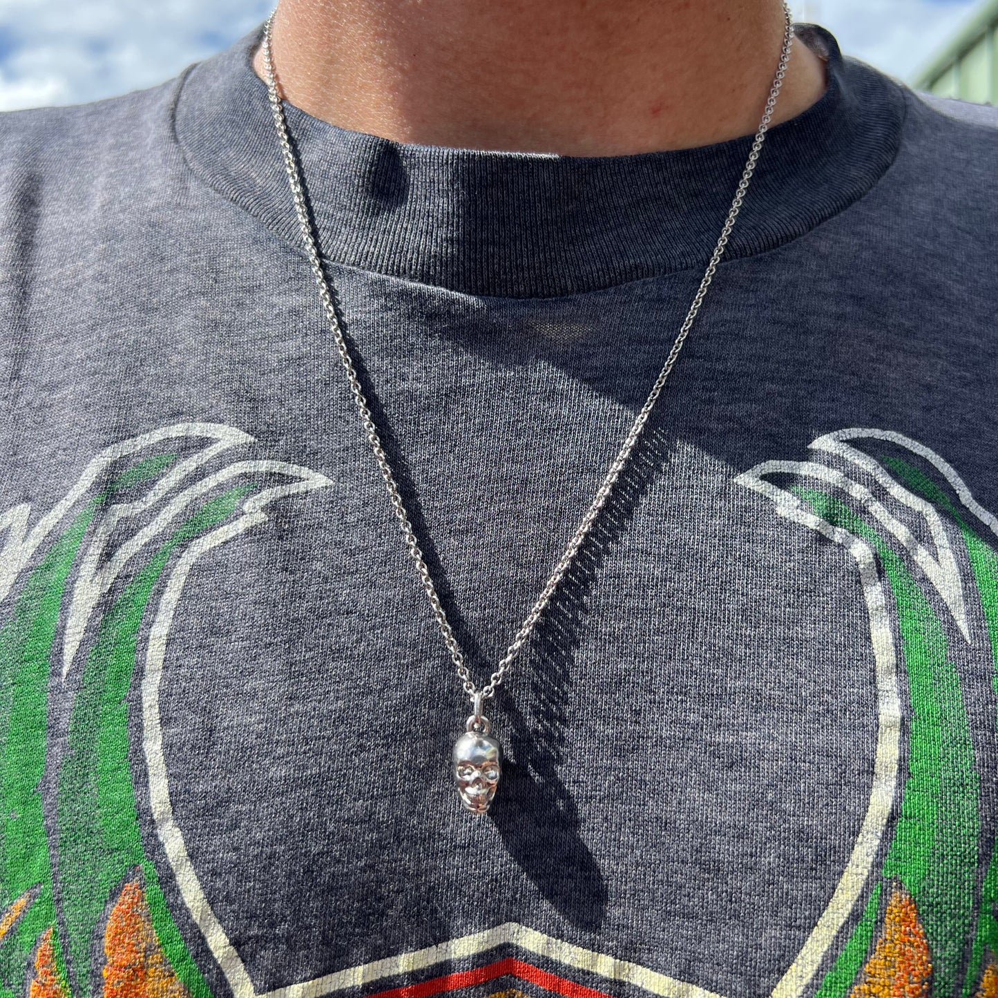 Solid Platinum Skull Pendant And Classic Link Chain By Menē