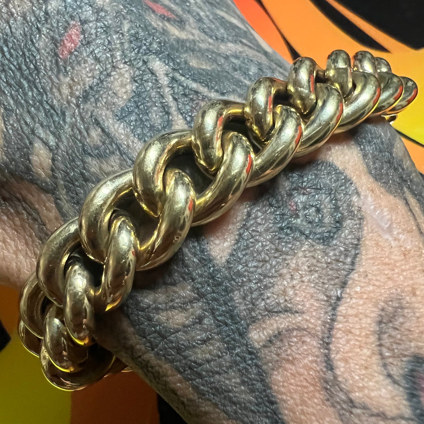 Vintage 14k Super Chunky Curb Link Bracelet By H.W Burdick
