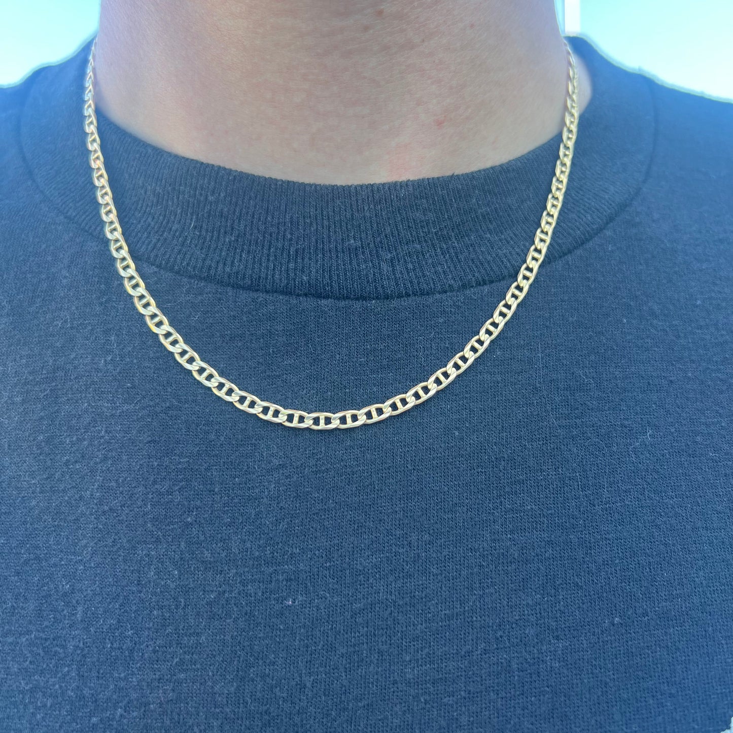 Vintage Solid 14k Beveled Mariner Link Necklace