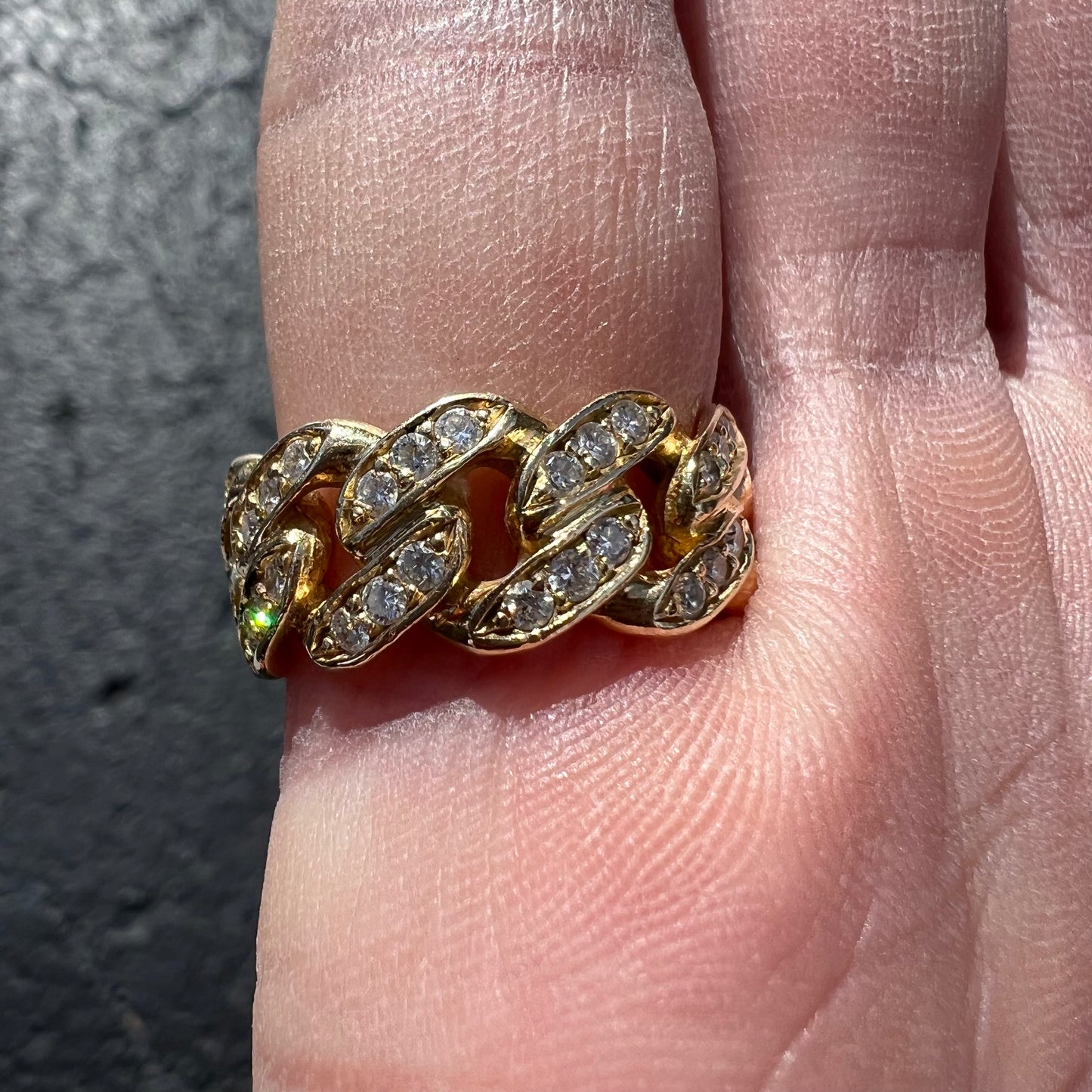 Custom Handmade 14k Natural Diamond Flooded Cuban Link Ring