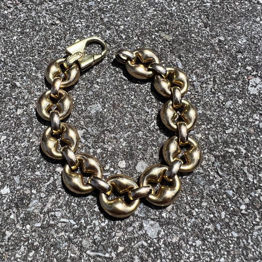 Vintage 14k UnoAerre Chunky Puffed Mariner Bracelet
