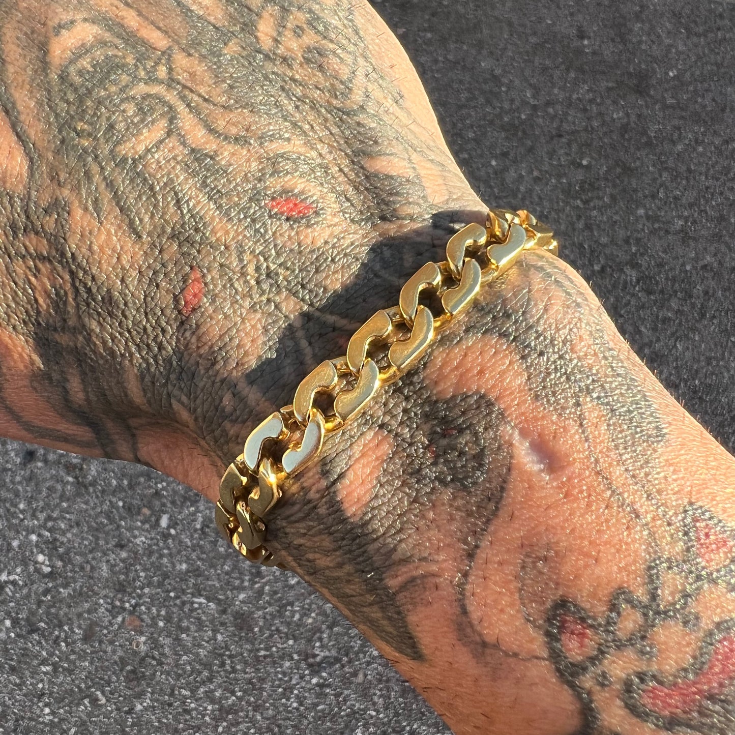 Vintage 14k Chunky Razorblade Cuban Link Bracelet
