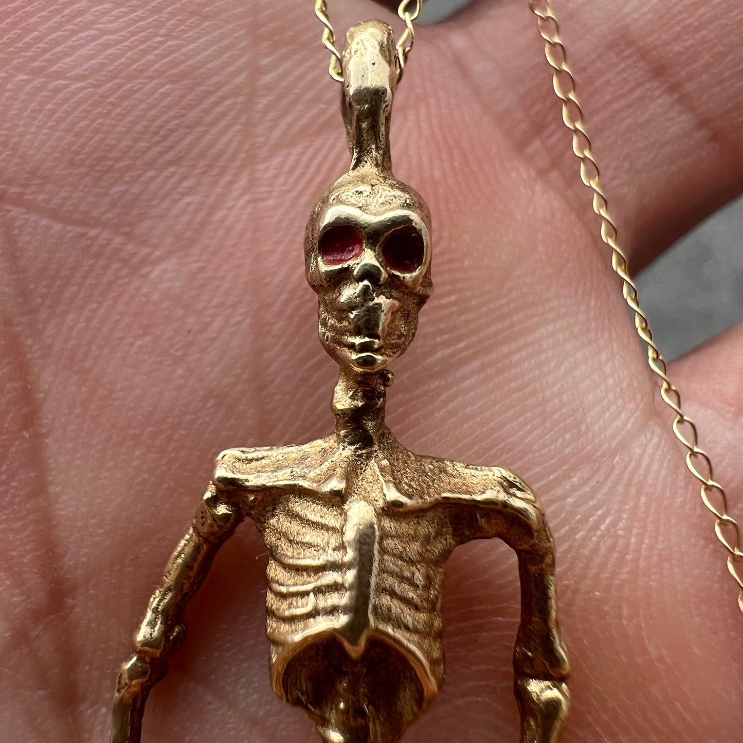 Solid 14k Skeleton Pendant *Free Necklace Included*