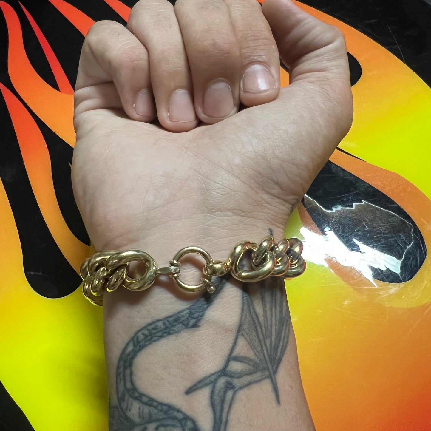 Vintage 14k Super Chunky Curb Link Bracelet By H.W Burdick