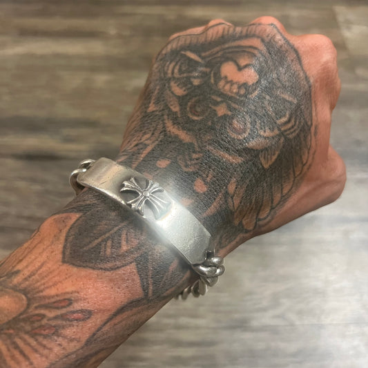 1980’s Taxco Handmade Solid Silver Chrome Hearts Style Bracelet