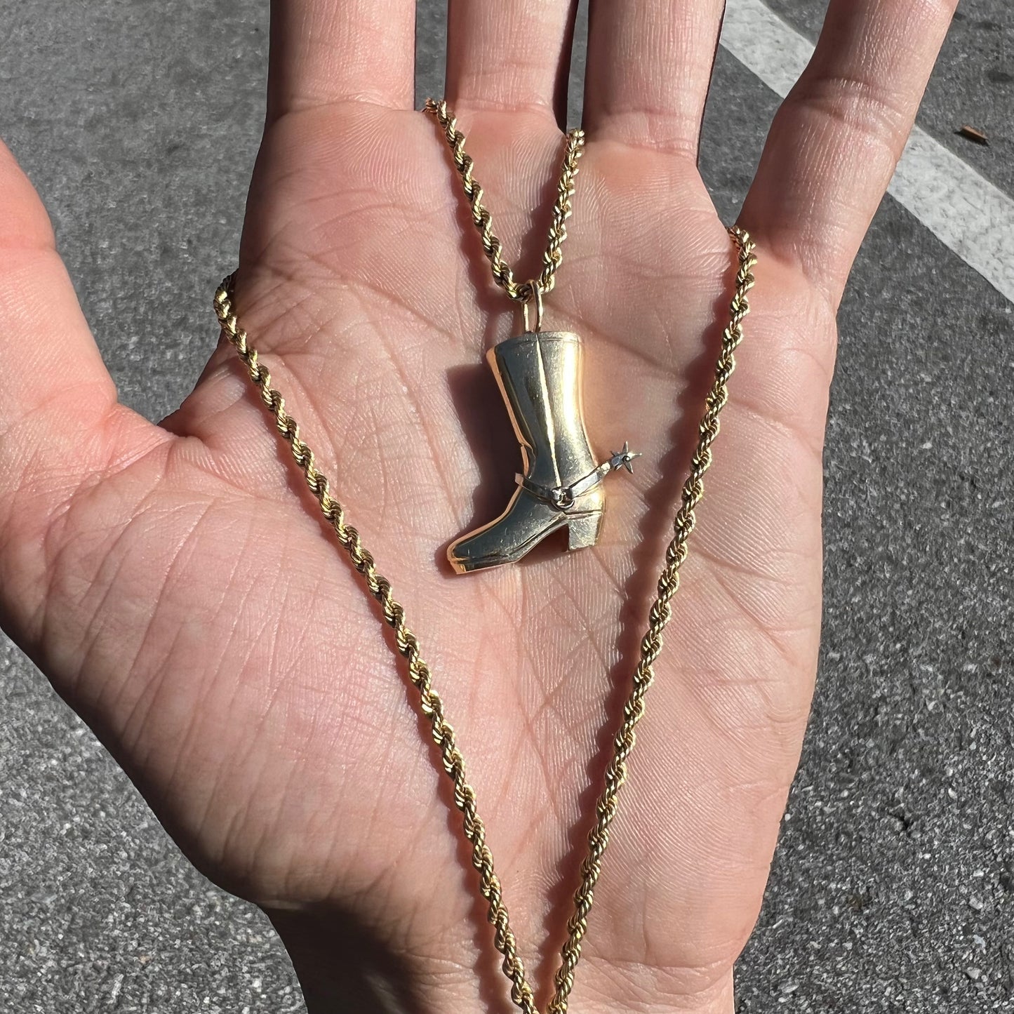 Custom 14k Cowboy Boot Spinning Spur Pendant